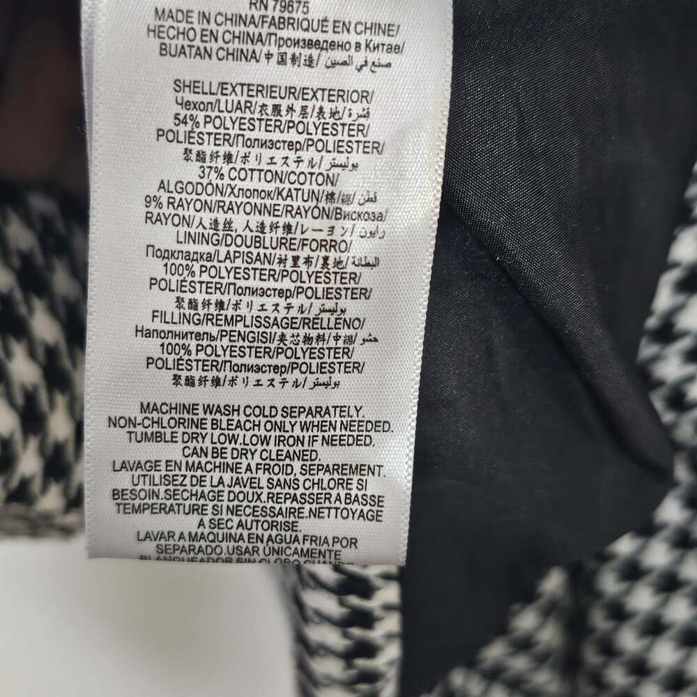 BCBGeneration Women’s M Houndstooth Puffer Jacket Black White Cropped Preppy - Picture 8 of 10